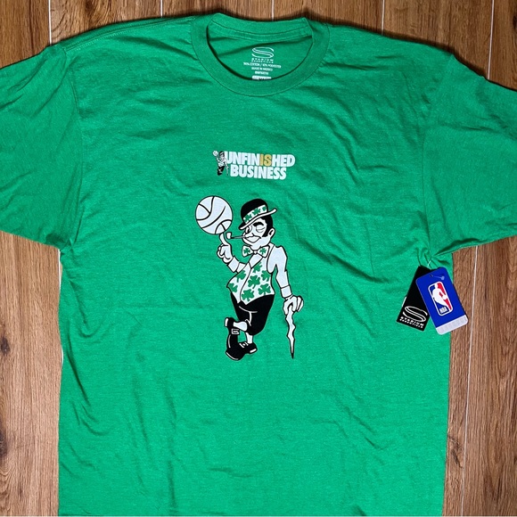 2023 Boston Celtics Playoffs Shirt Unfinished Business NWT XL two sides Tatum - Picture 1 of 5